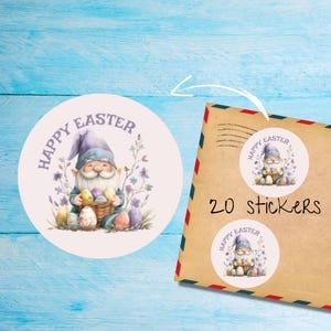 Paquete de pegatinas de Pascua de color lila, lindas etiquetas de correo feliz redondas cortadas individualmente en mate, suministros para amigos por correspondencia para decorar sobres