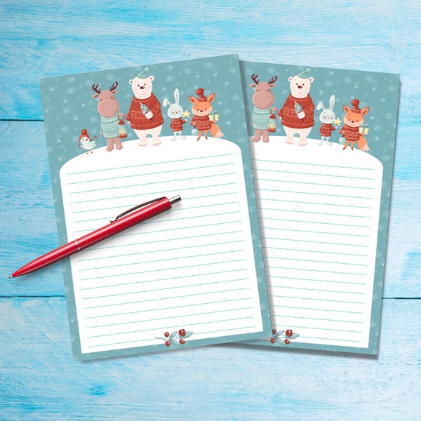 Christmas Joy A5 letter writing paper, Cute xmas stationery lined or unlined notepaper, Pen pal supplies, Stocking filler, Santa letter