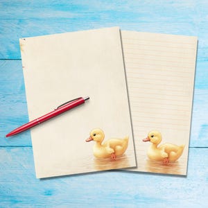 Papel para escribir cartas tamaño A5 con diseño de patito amarillo, suministros para amigos por correspondencia, lindas hojas sueltas de papelería, papel para notas con o sin líneas, lindo happymail tamaño A5