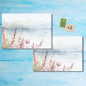 Paquete de 5 o 10 sobres con vista al lago, sobres de correo feliz para cartas de amigos por correspondencia, sobres de tamaño C6 con envío postal.