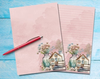 Afternoon Relax A5 letter writing paper, Pen pal supplies, Stationery lined or unlined letter sheets, Cute notepaper with or without lines