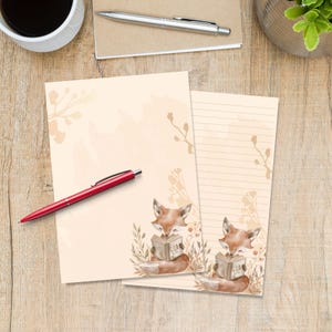 A Sly Tale writing paper, Cute A5 Pen pal supplies, Single stationery letter writing note sheets, Notepaper with or without lines