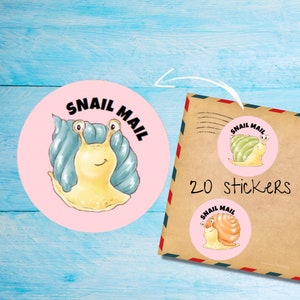 Pack d'autocollants escargots colorés, étiquettes pour enveloppes rondes mates coupées individuellement, autocollants scellés/scrapbook/planificateur, fournitures pour correspondants mignons