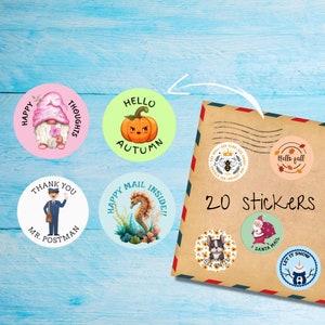 Grab Bag - Uma mistura de adesivos redondos foscos cortados individualmente, selos de envelope/álbum de recortes/adesivos de planejador/suprimentos para amigos por correspondência
