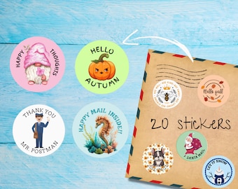 Sac à main - Un mélange d'autocollants ronds mats coupés individuellement, de scellés pour enveloppes/scrapbook/autocollants pour agenda/fournitures pour stylo