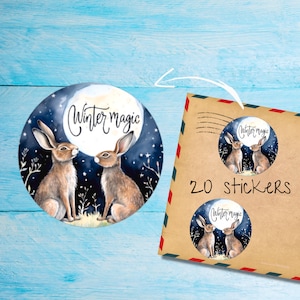 Pack d'autocollants lièvre, jolies étiquettes de courrier rondes mates, mignonnes, coupées individuellement, fournitures pour correspondance pour décorer les enveloppes