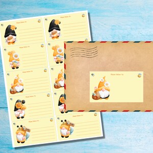 Honey Bee Gnome autocollants, veuillez livrer à.. étiquettes, 10 étiquettes par feuille, autocollants rectangulaires de 99,1 x 57,0 mm avec coins arrondis