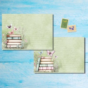 Paquete de 5 o 10 sobres Butterfly Books, sobres Happy Mail para cartas de amigos por correspondencia, sobres decorados con envío postal tamaño C6.