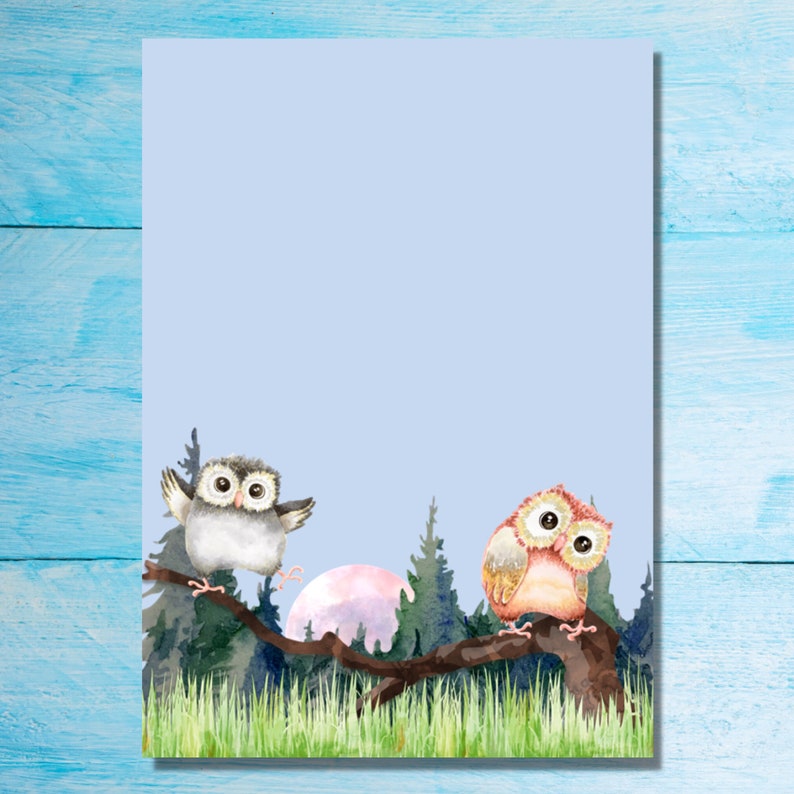 Buho Owls A5 Letter Writing Paper, Pen Pal Supplies, Stationery Lined ...