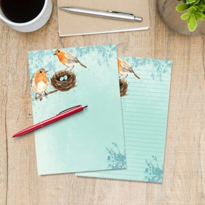 Folhas de papelaria Robin Nest, kit de materiais para correspondência, papel de carta A5, lindo papel para anotações com ou sem linhas para correspondência