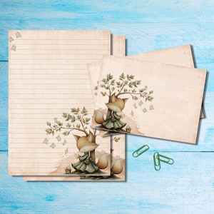 Woodland Whispers stationery set, A5 letter writing paper with matching envelopes, Snail mail pen pal supplies kit, Lined unlined sheets