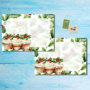 Paquete de sobres Holly Frosted Cupcakes de 5 o 10, suministros de papelería Pen pal, sobres estampados C6 para cartas,