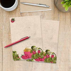 Raspberry Jam A5 letter writing paper, Pen pal supplies, Stationery lined or unlined letter sheets, Cute notepaper with or without lines