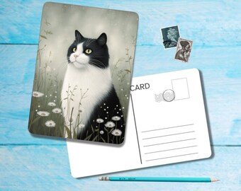 Cats Postcard (no.1), A6 size postcard with rounded corners, beautiful illustrated postcrossing single postcard 14.8 cm x 10.5 cm