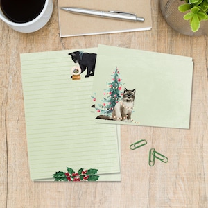 Festive Cats A5-brief schrijven penvriend, briefpapierset, bijpassende enveloppen benodigdheden set, gelinieerde of ongevoerde briefpapiervellen