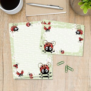 Ensemble de papeterie pour lettres A5 coccinelles, joli lot de fournitures pour correspondance, kit courrier postal avec enveloppes et autocollants A5 assortis