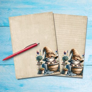 Papel de carta rústico Gnome A5, suprimentos para amigos por correspondência, folhas de papelaria forradas ou sem forro, papel para cartas bonito com/sem linhas