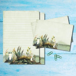 Juego de papelería para escribir cartas "Around the Pond" tamaño A5, bonito paquete de suministros para amigos por correspondencia, kit para correo postal con hojas A5, sobres y pegatinas a juego.