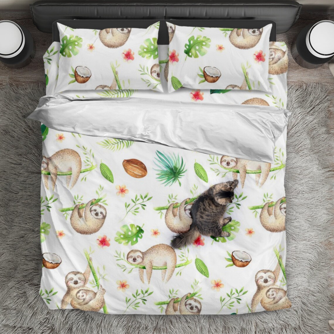 Faultier Bettwäsche 100% Baumwolle - Lustiges Tier Design Für Kinder & Erwachsene