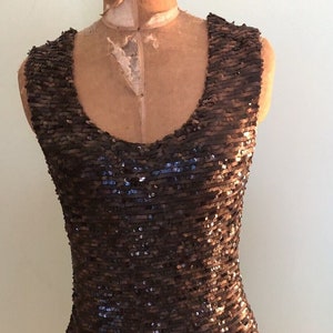 GUESS LOS ANGELES Women&#39;s Brown Sequined Cocktail Dress Sleeveless Size X S