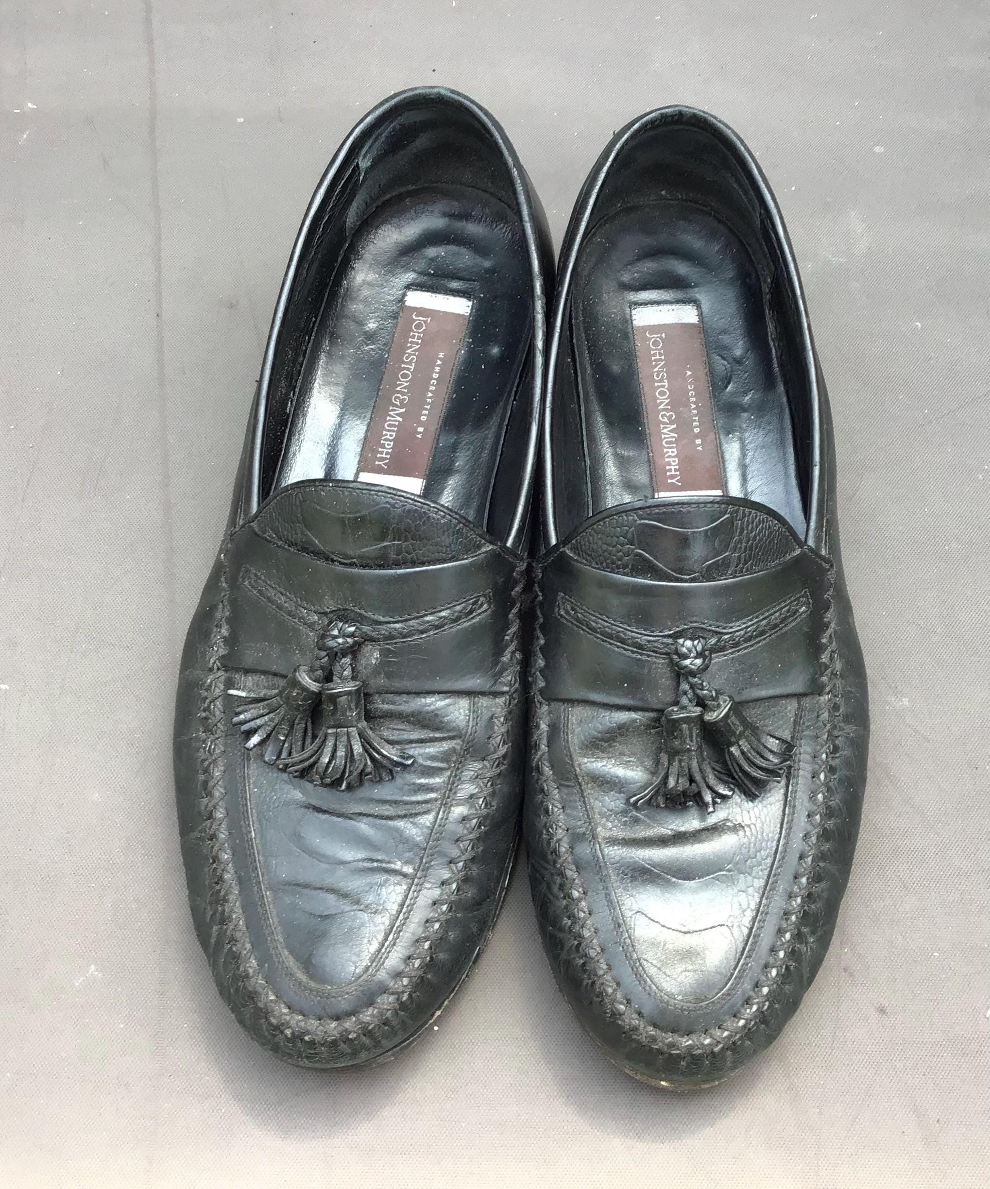 Johnston Murphy Black Leather Loafers Tassels Men's Size 11 M