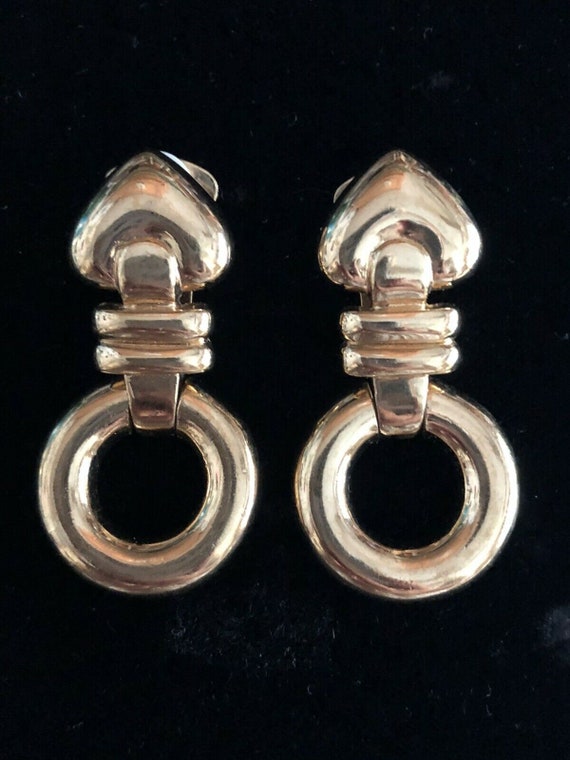 Vintage VOGUE BIJOUX EARRINGS Large Gold Tone Dang