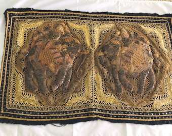 Burmese vintage Kalaga embroidered tapestry wall art, Vintage