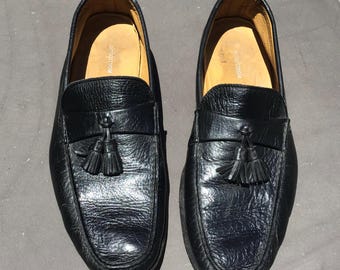 NORDSTROM Black Leather Loafers Tassels Men