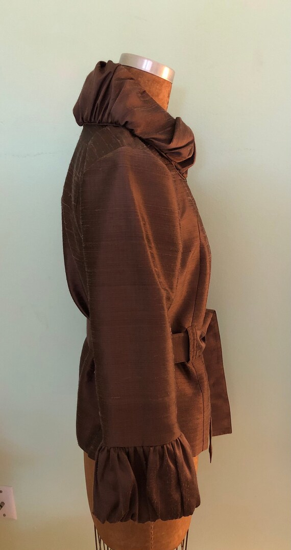 ANITA FORD COLLECTION Silk Jacket Brown Size 8 - image 2