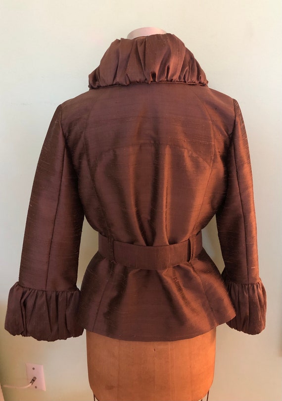 ANITA FORD COLLECTION Silk Jacket Brown Size 8 - image 4
