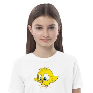 Uroczy kurczak 100% bawełniany T-shirt dla dzieci | Uroczy rysunkowy T-shirt z kurczakiem dla małych miłośników zwierząt
