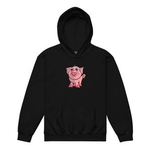 Sudadera con capucha de mezcla pesada con adorable cerdito para jóvenes/Sudadera con capucha de cerdito de dibujos animados para niños y adolescentes amantes de los animales