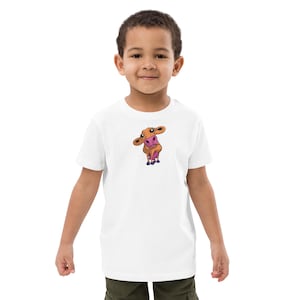 Słodka krówka 100% bawełny organicznej dla dzieci T-shirt | Uroczy T-shirt z kreskówkową krówką dla małych miłośników zwierząt