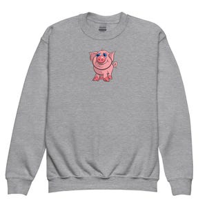 Sudadera con cuello redondo para jóvenes con un lindo cerdito / Suéter adorable con dibujos de cerdito para niños y adolescentes geniales