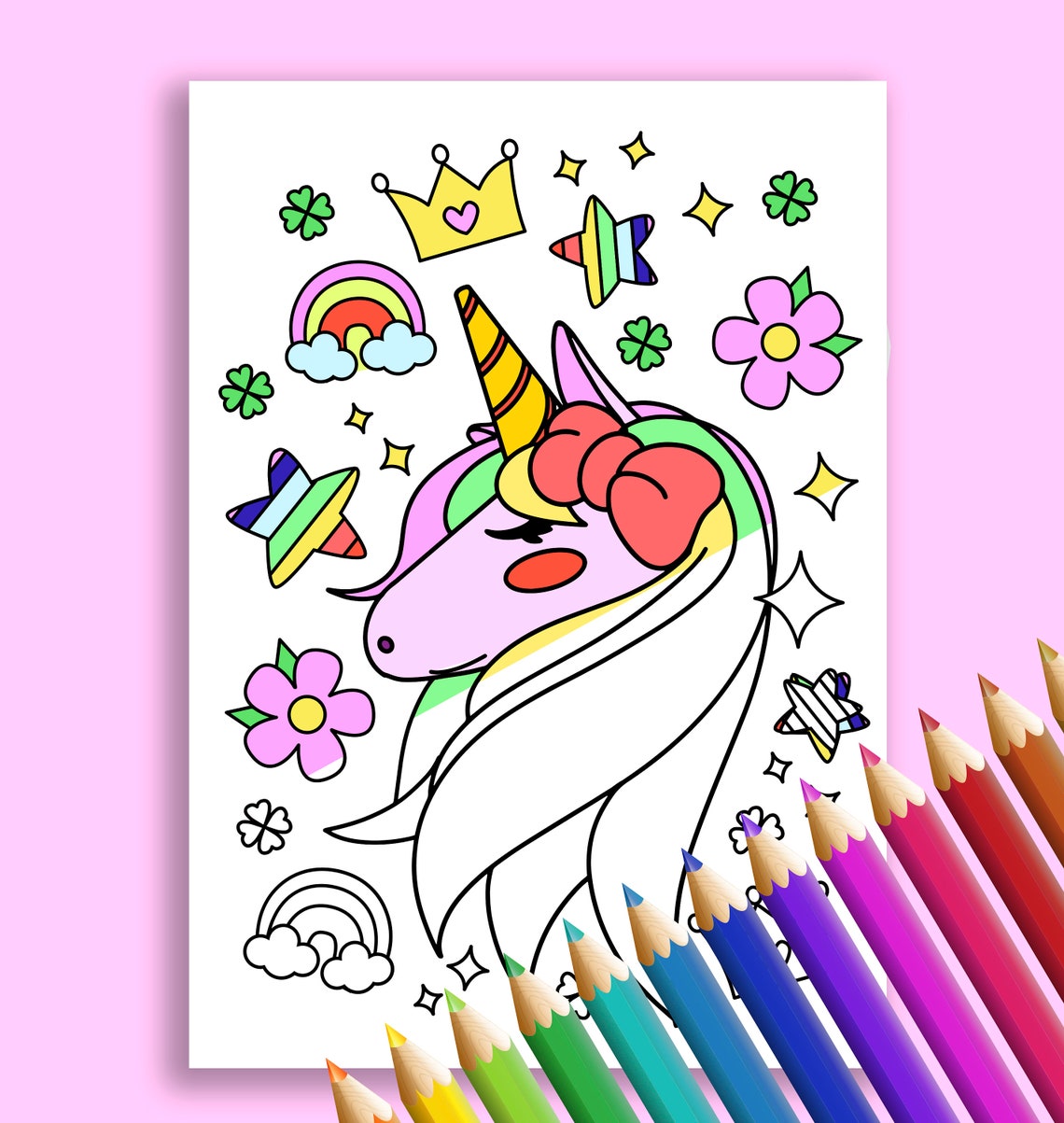 Printable Cute Unicorn Coloring Page, Children Craft,children PDF ...