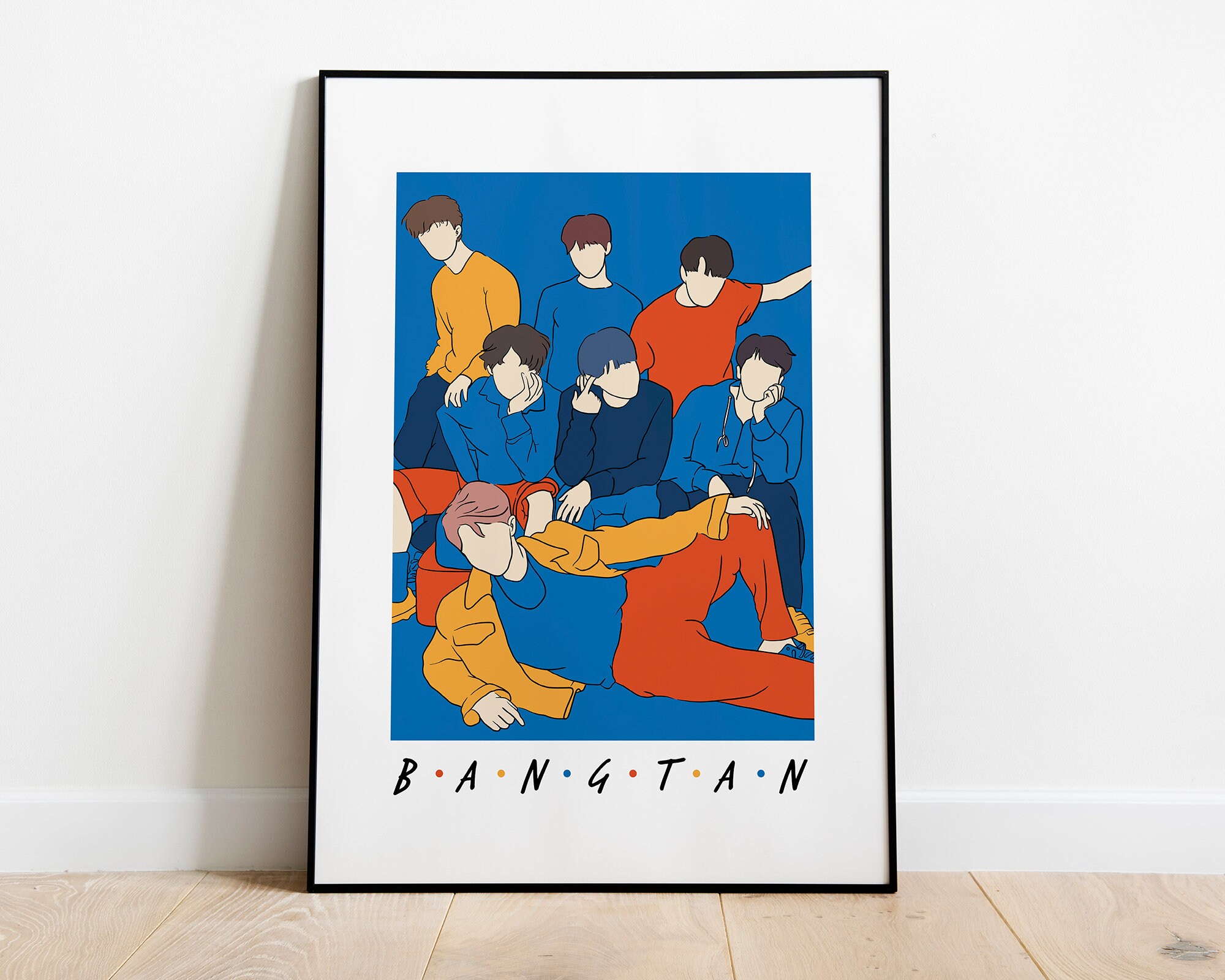 BTS Friends Bangtan Poster, BTS Wall Art, BTS Poster, Bts Minimal Digital Print, Bts Digital