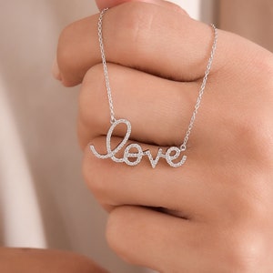 Collar de diamantes de amor como regalo para novia, aniversario, boda, compromiso, regalo para el día de la mujer, collares de oro, diamantes naturales