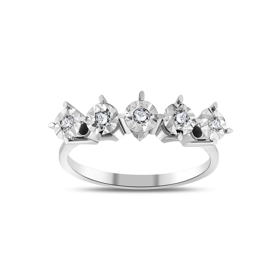 5 Stone Natural Diamond Ring Pregnant Gift Wedding Ring Etsy