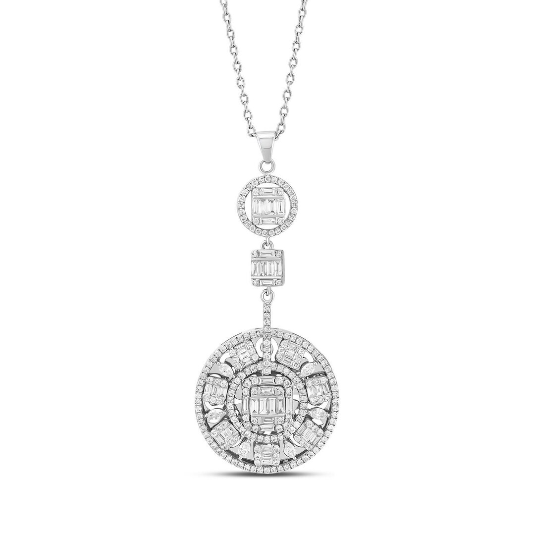 Solid Gold Diamond Medallion Wedding Necklace Wedding Gift Etsy