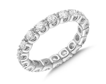 1.5 CT Diamond Eternity Ring, 14K Solid Gold, Round Cut, Engagement, Wedding, Gift For Her