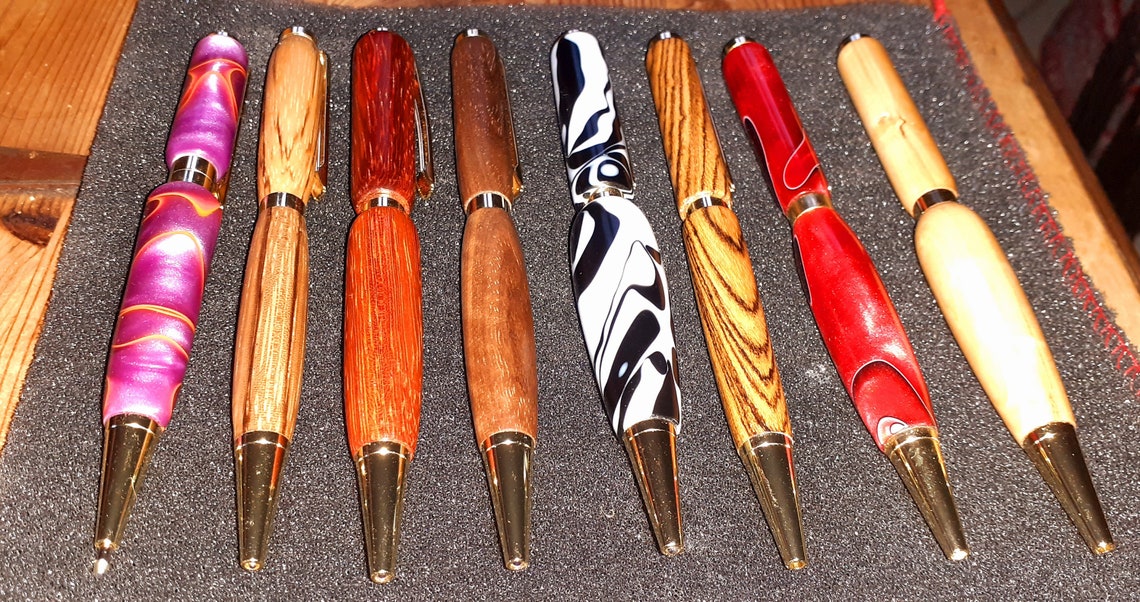 Pens turned in epoxy resin with pattern Etsy