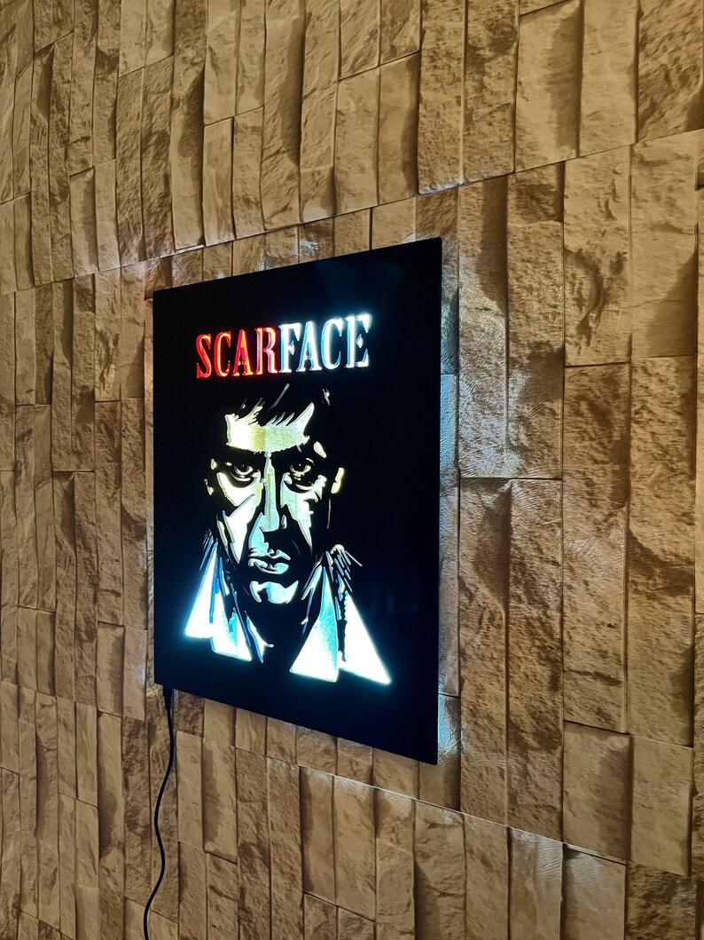 Scarface Wall Art Scarface Led Sign Movie Theater Decor Etsy