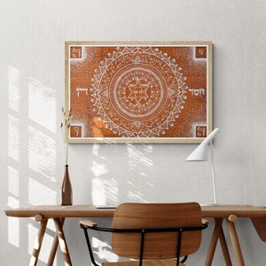 Jewish Art | Hebrew Caption Mandala | Torah Verses | Kabala | Giclée Printing Kabala.