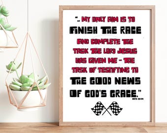 Finish The Race Digital Print | Acts 20:24 Christian Wall Art | Scripture Print for Runners | Faith Motivational Poster | Instant Download