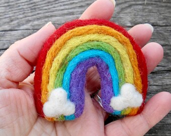 Felt Rainbow, Primary Colors Wool Rainbow, Montessori Sensory Wool, Large Felt Rainbow, Rainbow Garland, Pretend Play Rainbow