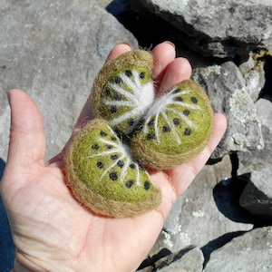 Felt Kiwi Slices | Set of (3)  | Sensory Wool Kiwis | Kiwi Garland| Wool Fruit Garland| Felt Food | Summer Felted Fruits| Wholesale Garland