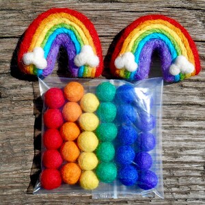 Felt Garland Balls | Rainbow Garland |%100 Wool Garland| (30) 1.5mm Balls| (2) Felt Rainbows| DIY Rainbow Garland| DIY Garland| Wool Felt