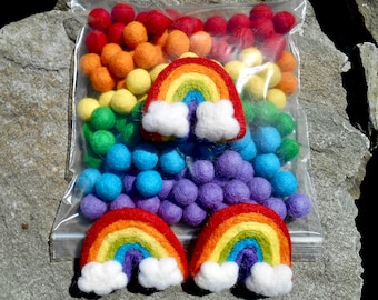 DIY Rainbow Garland | Rainbow Garland |%100 Wool Garland| Felt Rainbows| Newborn Prop| DIY Baby Mobile| Wool Felt Rainbow| Pom Poms