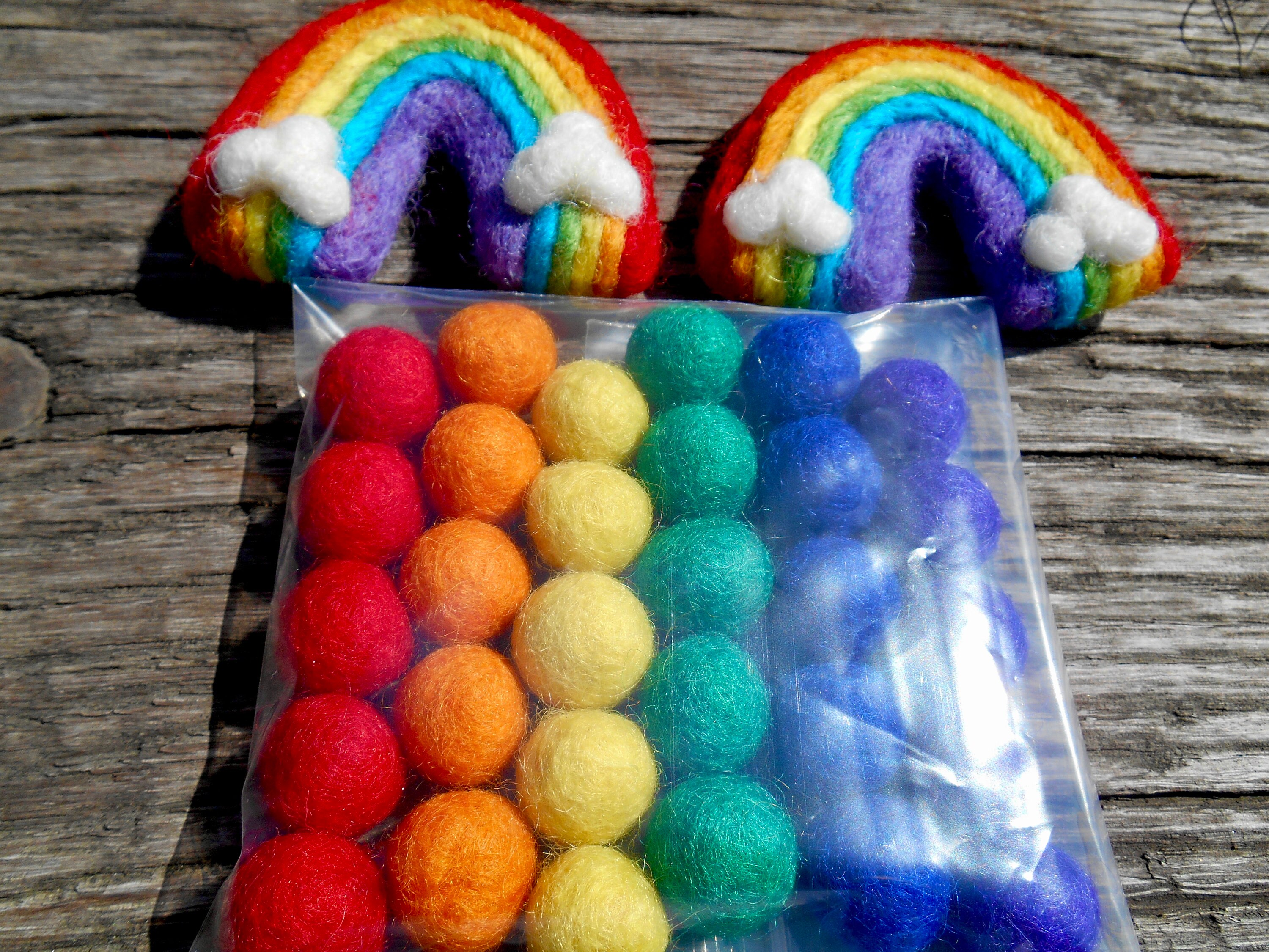Felt Garland Balls Rainbow Garland 100 Wool Garland 30 Etsy