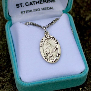 Saint Catherine Necklace, St Catherine of Siena, Patron Saint of Nurses, against fire, miscarriage, and illness, Confirmation Gift